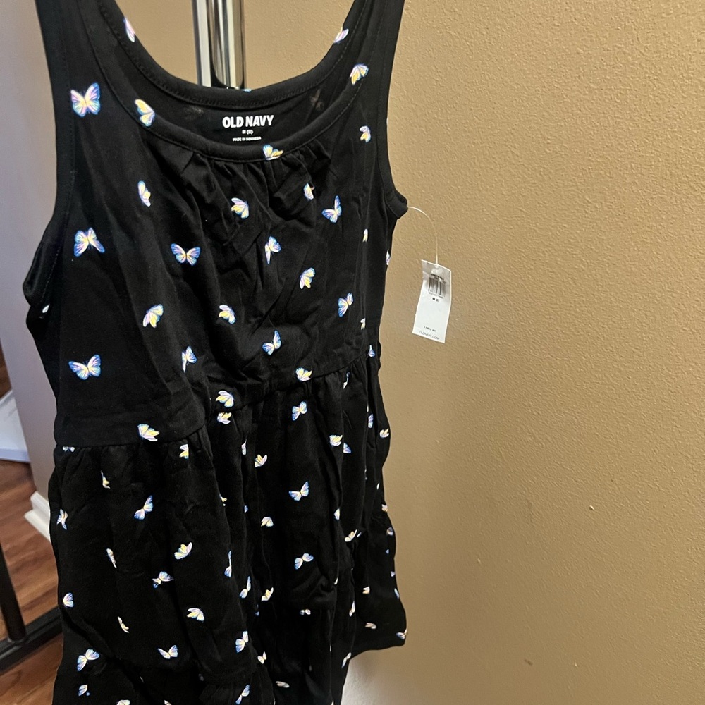 Old Navy Black Dress with Butterfly Pattern